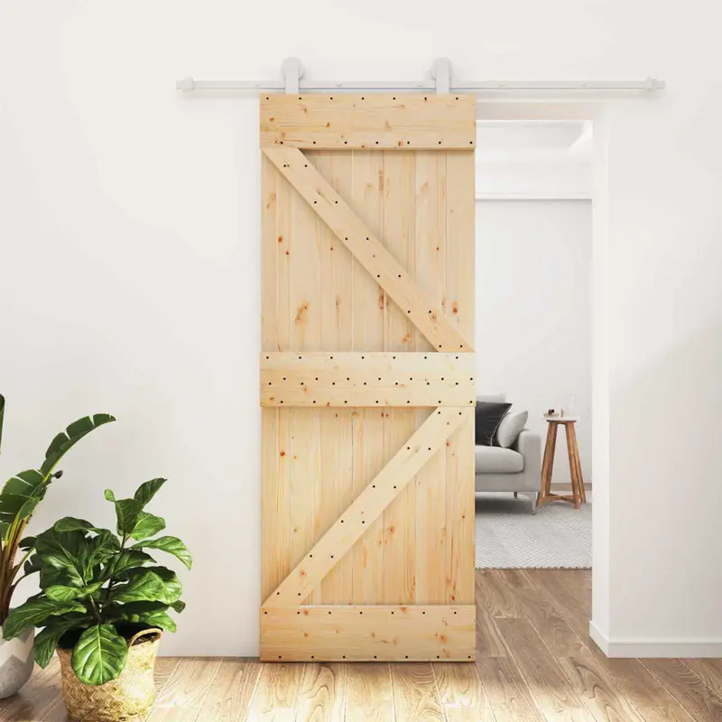 Puerta Corredera Natural y Blanco 80 x 210 cm