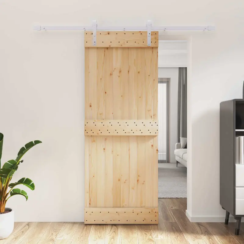 Puerta Corredera Natural y Blanco 80 x 210 cm