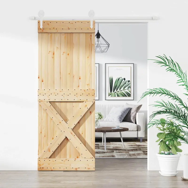 Puerta Corredera Natural y Blanco 80 x 210 cm