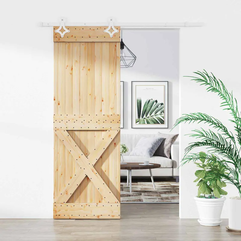 Puerta Corredera Natural y Blanco 80 x 210 cm