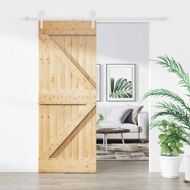 Puerta Corredera Natural y Blanco 85 x 210 cm