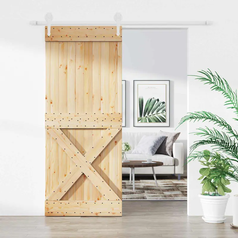 Puerta Corredera Natural y Blanco 85 x 210 cm