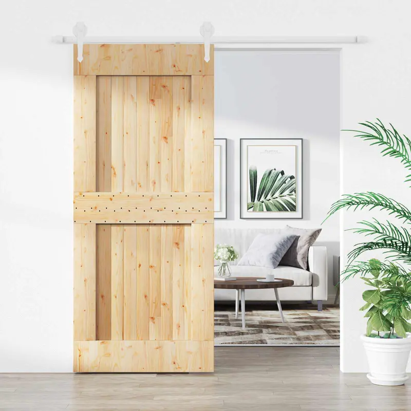 Puerta Corredera Natural y Blanco 90 x 210 cm