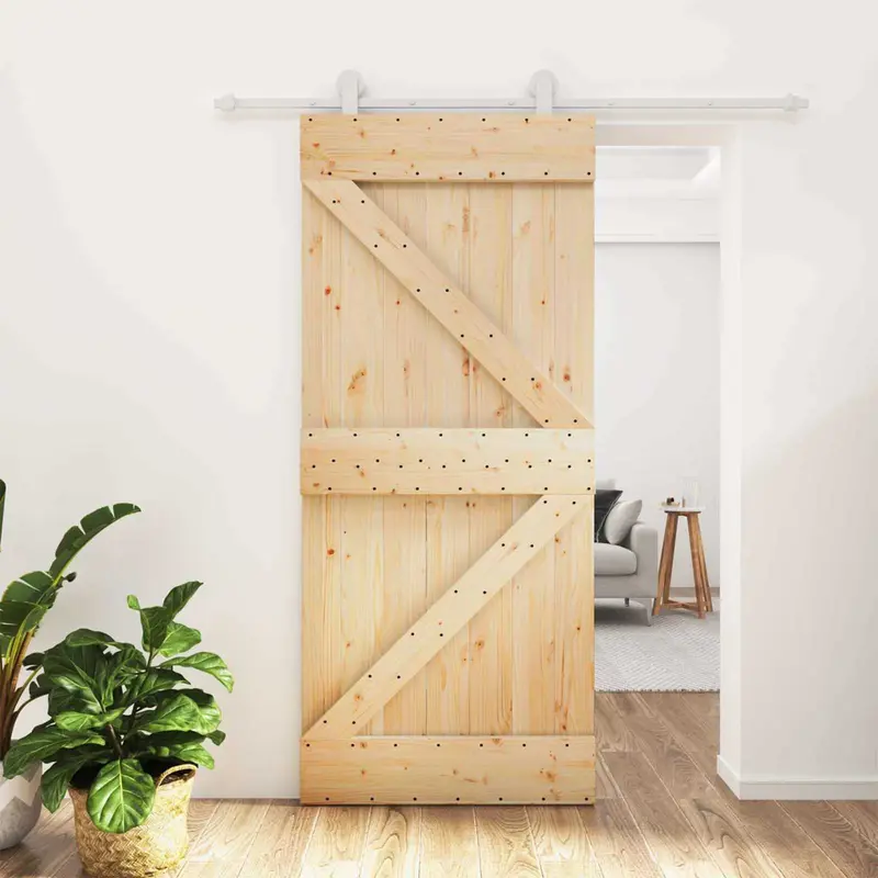 Puerta Corredera Natural y Blanco 90 x 210 cm