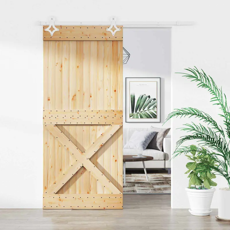 Puerta Corredera Natural y Blanco 90 x 210 cm
