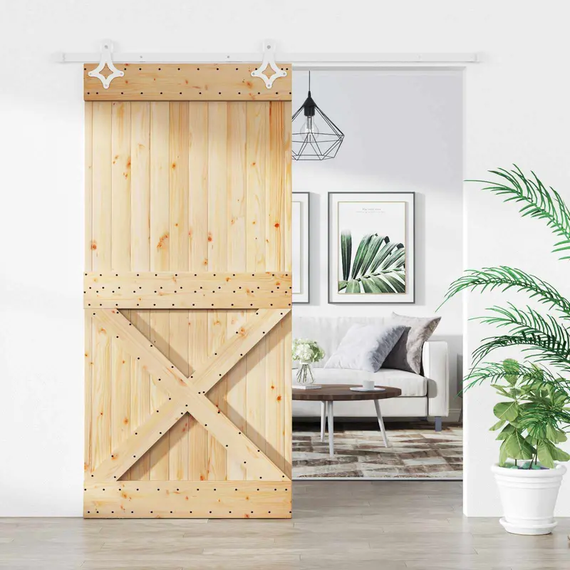Puerta Corredera Natural y Blanco 95 x 210 cm