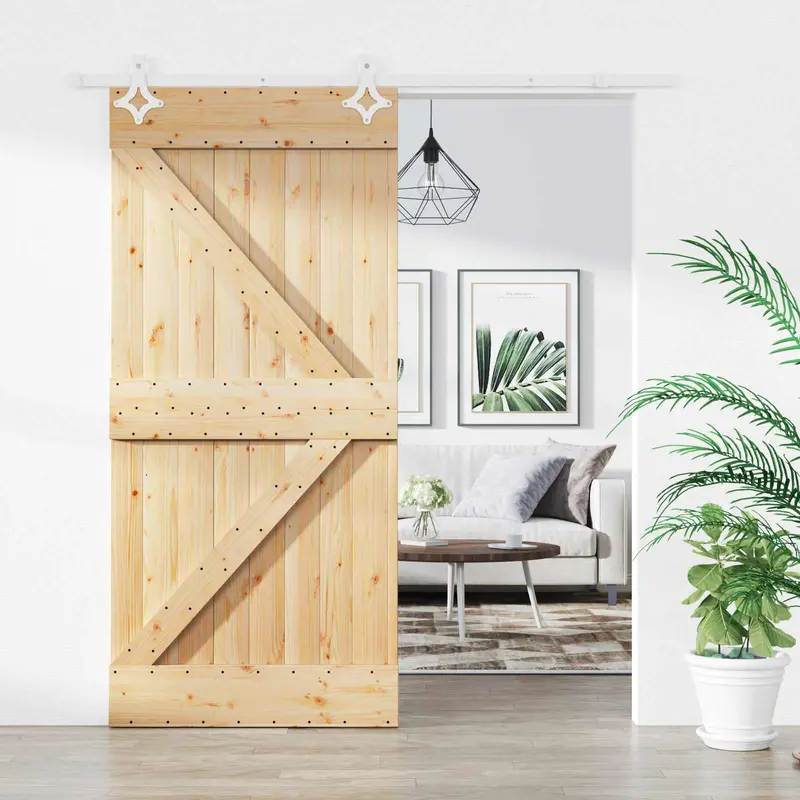 Puerta Corredera Natural y Blanco 95 x 210 cm