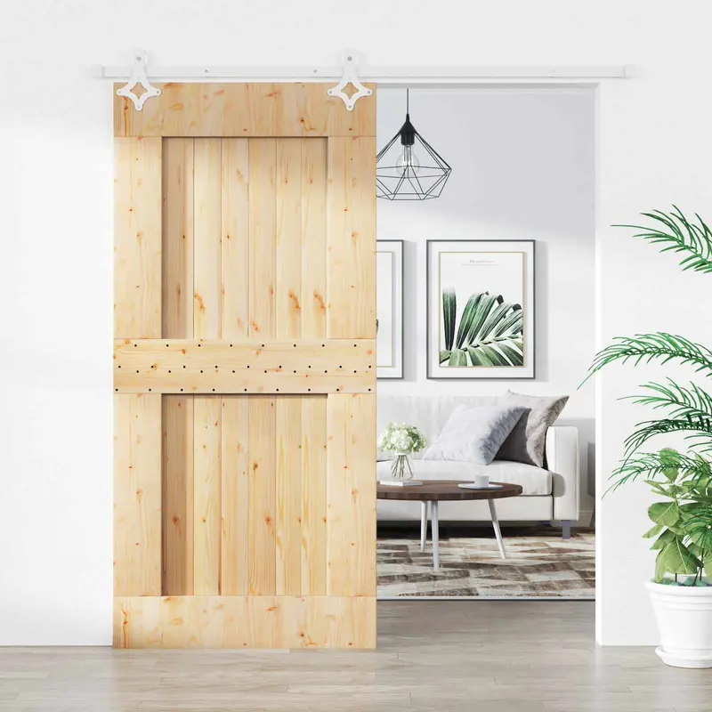 Puerta Corredera Natural y Blanco 95 x 210 cm
