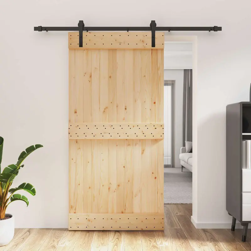 Puerta Corredera Natural y negro 100 x 210 cm