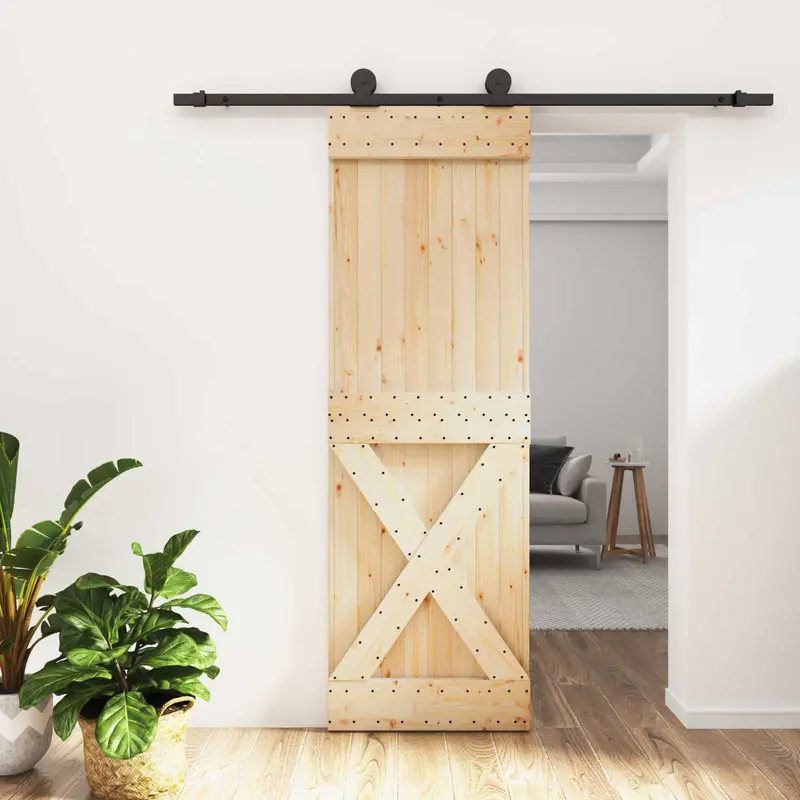 Puerta Corredera Natural y negro 70 x 210 cm