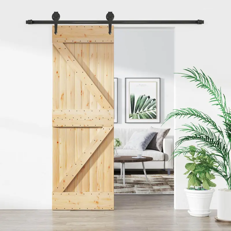 Puerta Corredera Natural y negro 70 x 210 cm