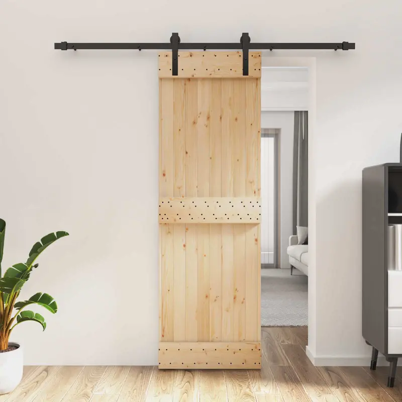 Puerta Corredera Natural y negro 70 x 210 cm