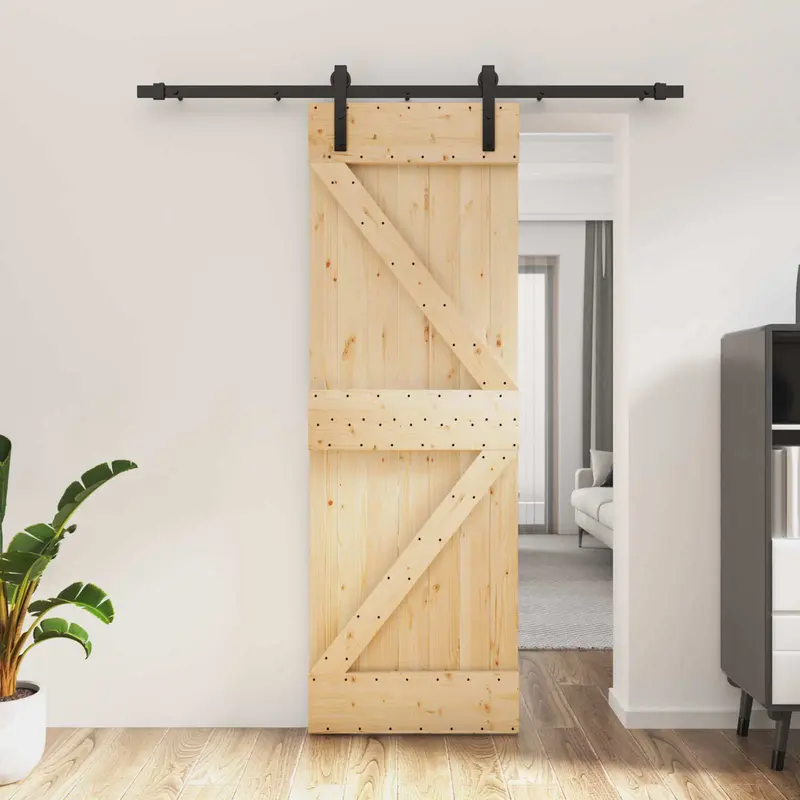 Puerta Corredera Natural y negro 70 x 210 cm