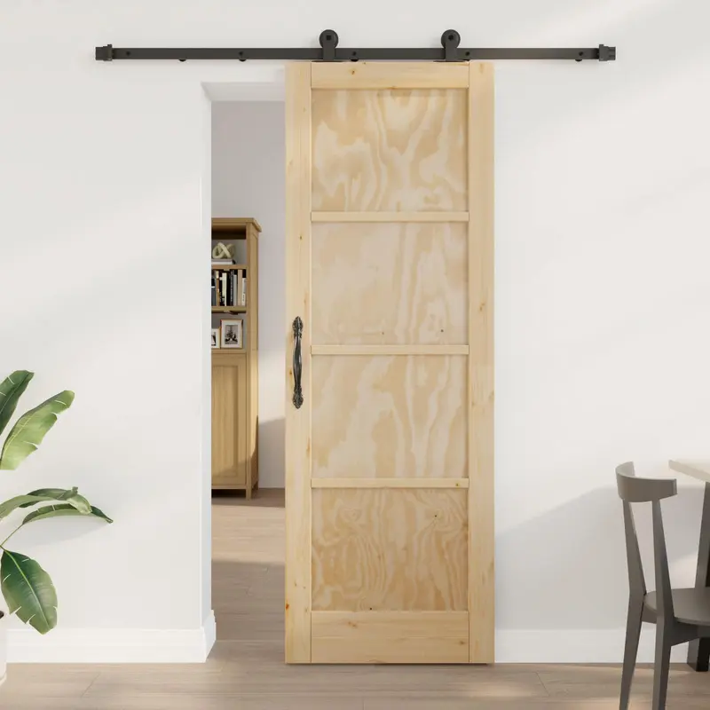 Puerta Corredera Natural y negro 73,5 x 211 cm