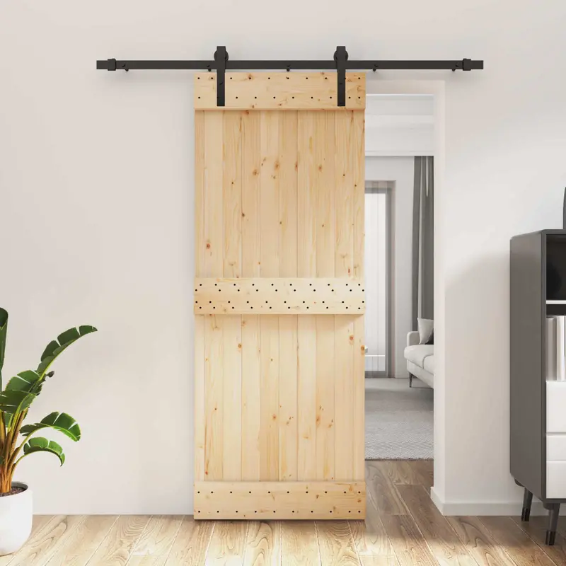 Puerta Corredera Natural y negro 80 x 210 cm