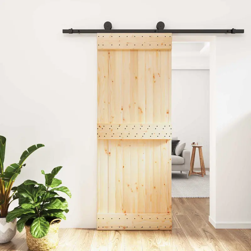 Puerta Corredera Natural y negro 80 x 210 cm