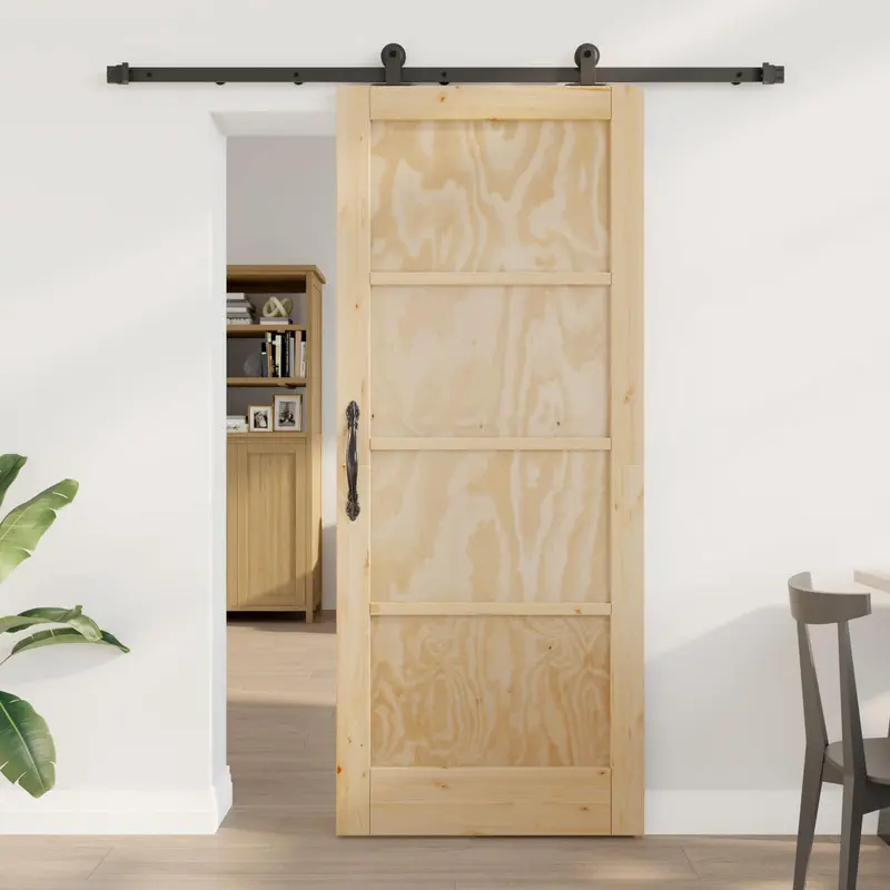 Puerta Corredera Natural y negro 83 x 202 cm