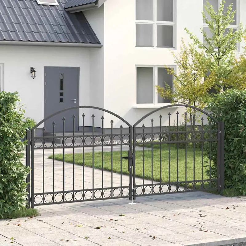 Puerta de cerca ASSEN 301 x 175,5 cm Acero Gris Con cerradura