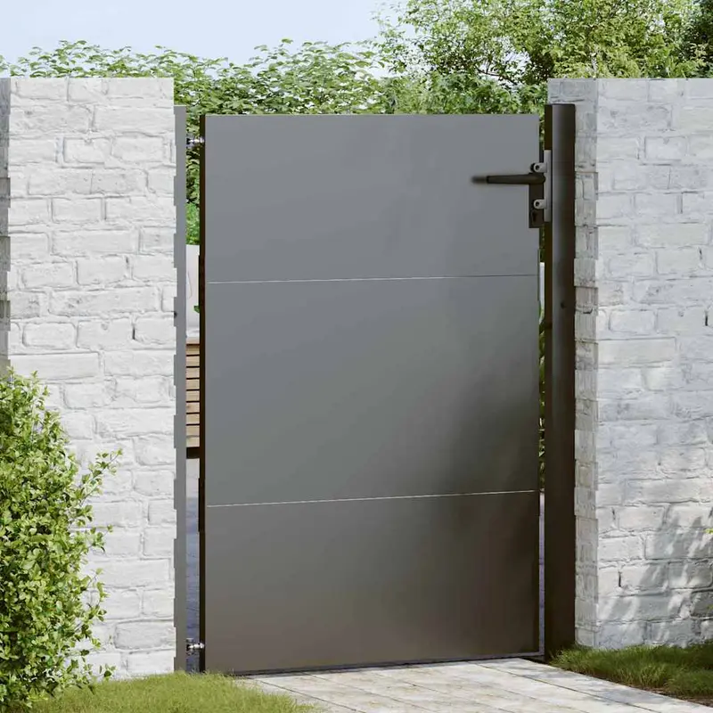 Puerta de jardín con cerradura Negro 105 x 130 cm