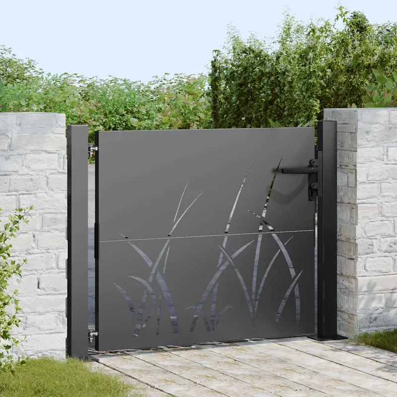 Puerta de jardín con cerradura Negro 110 x 105 cm
