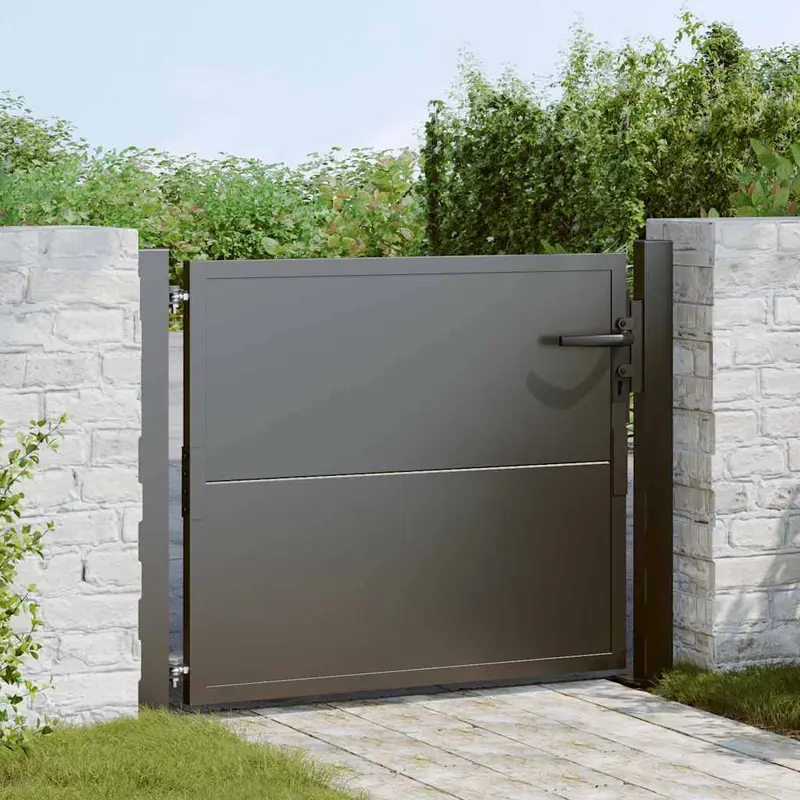 Puerta de jardín con cerradura Negro 110 x 105 cm