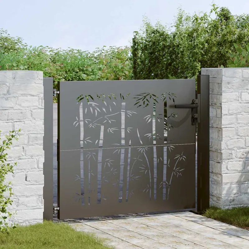 Puerta de jardín con cerradura Negro 110 x 105 cm