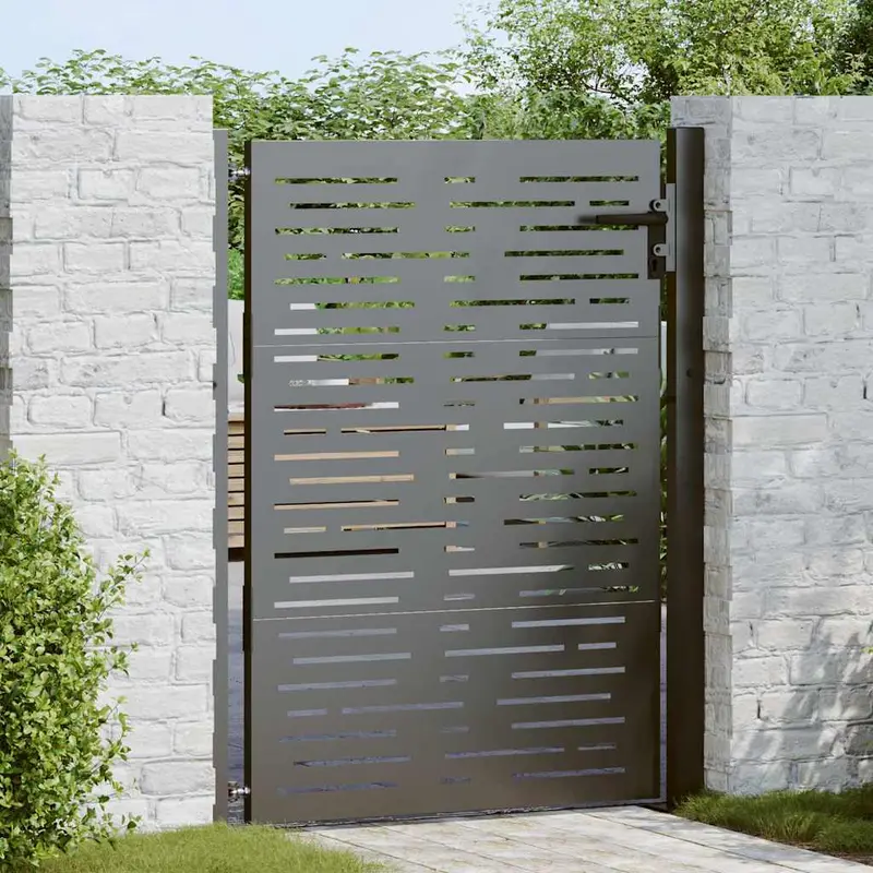 Puerta de jardín con cerradura Negro 110 x 130 cm