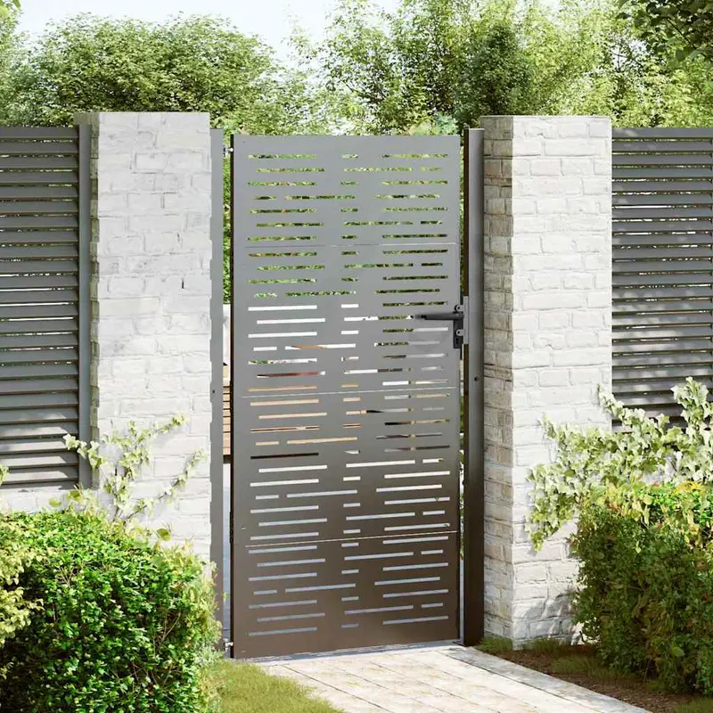Puerta de jardín con cerradura Negro 110 x 205 cm