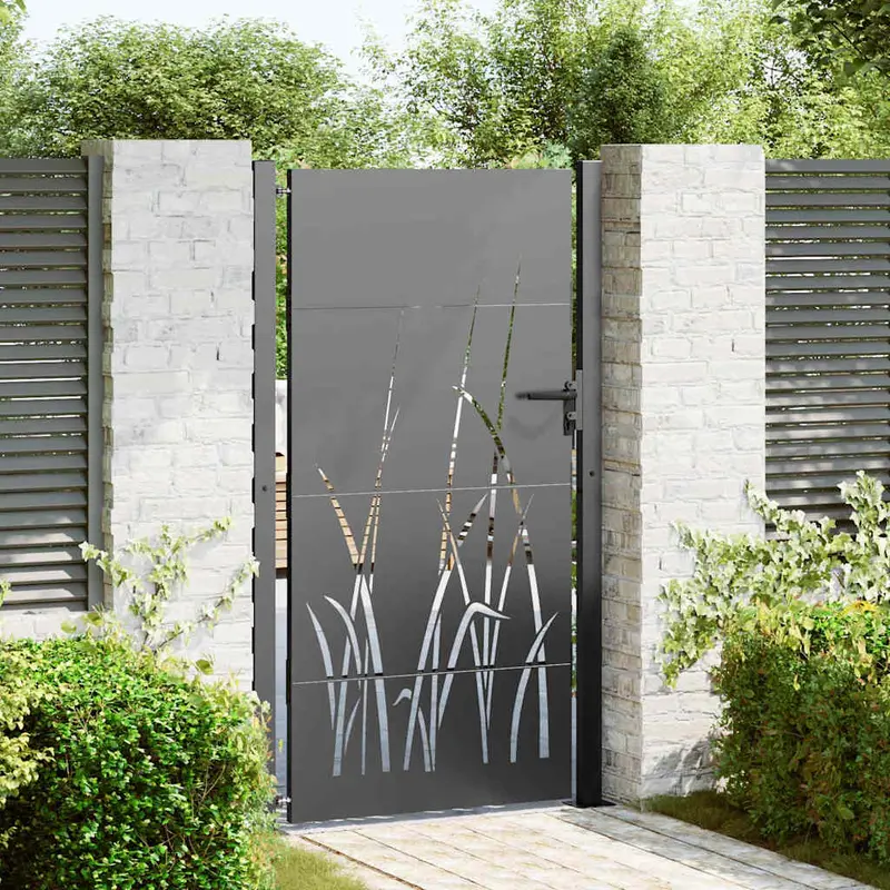Puerta de jardín con cerradura Negro 110 x 205 cm