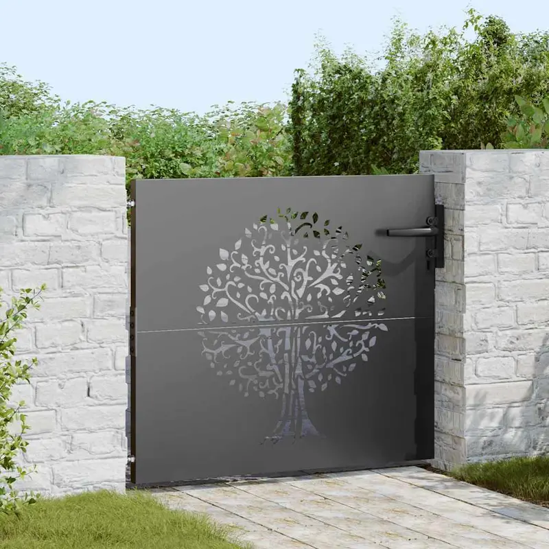 Puerta de jardín con cerradura Negro 85 x 100 cm