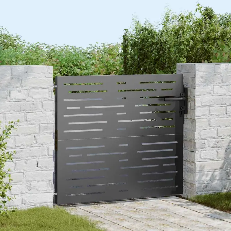 Puerta de jardín con cerradura Negro 85 x 100 cm