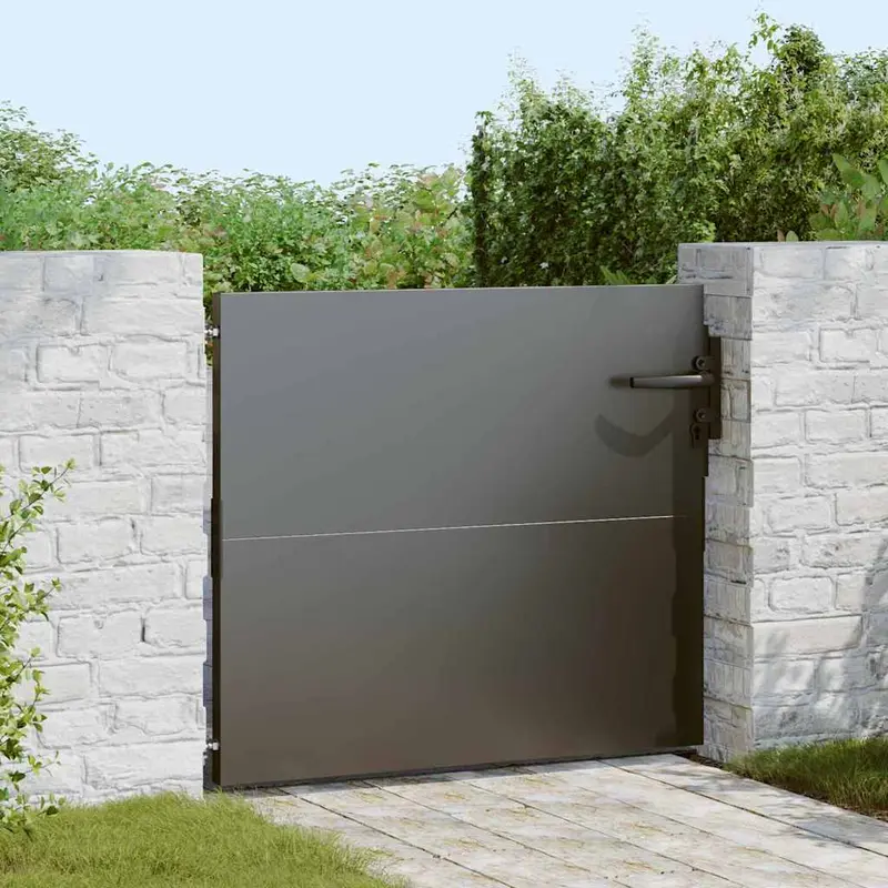 Puerta de jardín con cerradura Negro 85 x 100 cm