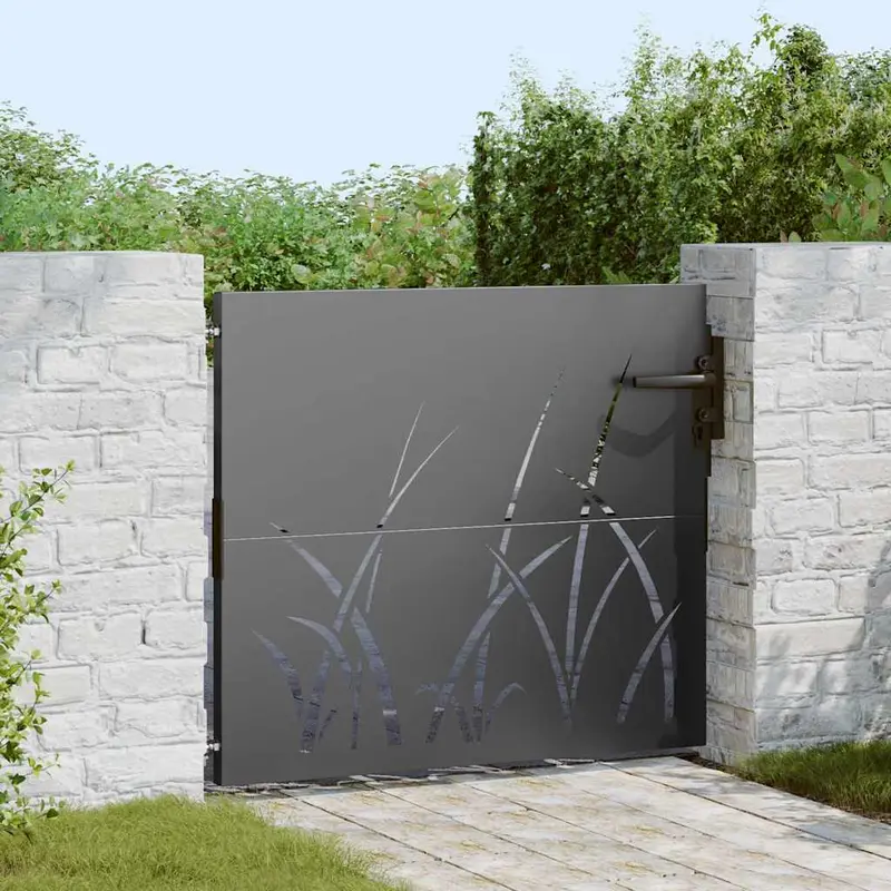 Puerta de jardín con cerradura Negro 85 x 100 cm