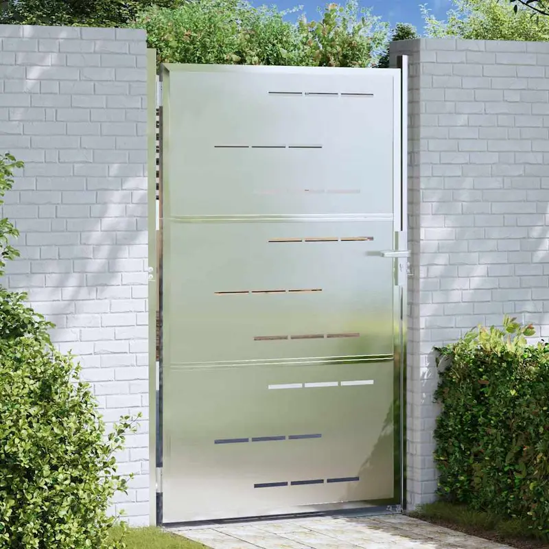 Puerta de jardín Plateado 85 x 120 cm Acero inoxidable