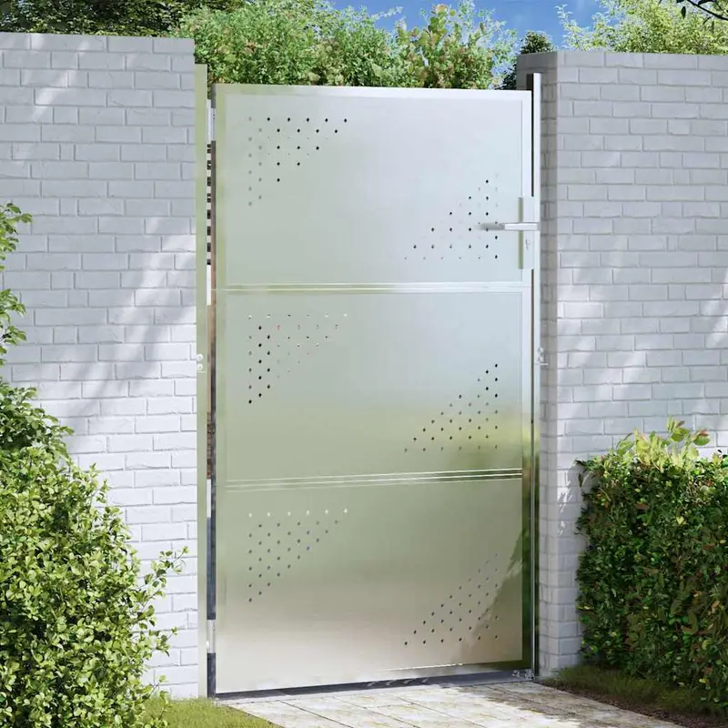Puerta de jardín Plateado 85 x 144 cm Acero inoxidable