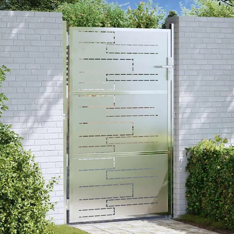 Puerta de jardín Plateado 85 x 144 cm Acero inoxidable