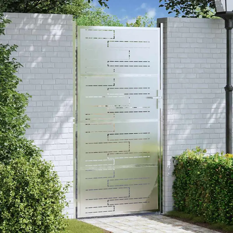 Puerta de jardín Plateado 85 x 174 cm Acero inoxidable
