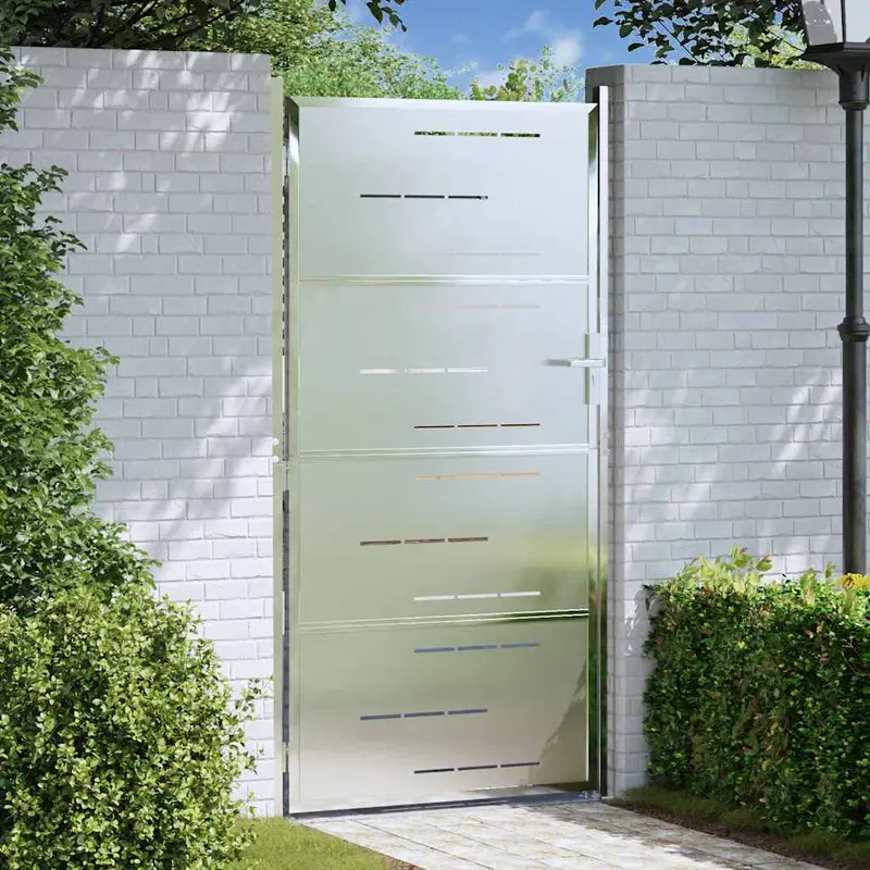 Puerta de jardín Plateado 85 x 174 cm Acero inoxidable