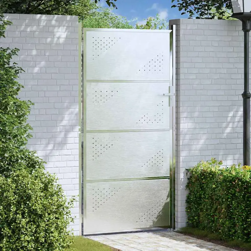 Puerta de jardín Plateado 85 x 174 cm Acero inoxidable