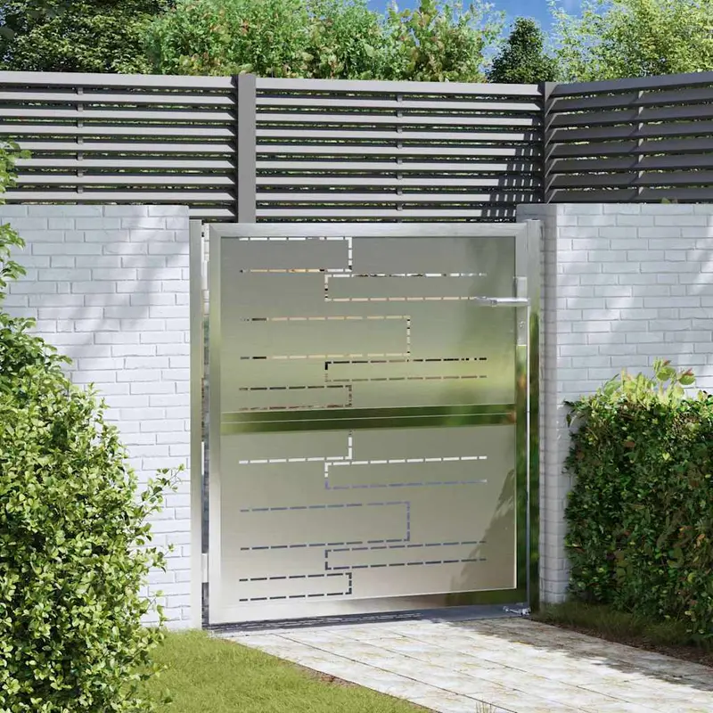 Puerta de jardín Plateado 85 x 97 cm Acero inoxidable