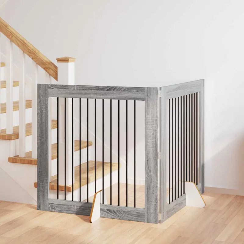 Puerta de perro con soportes 2 pcs Gris Sonoma 100 x 100 cm