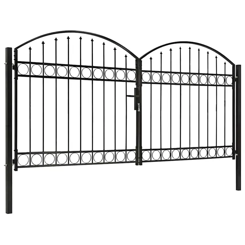 Puerta de valla ASSEN de doble puerta con arco superior de acero 300x125 cm