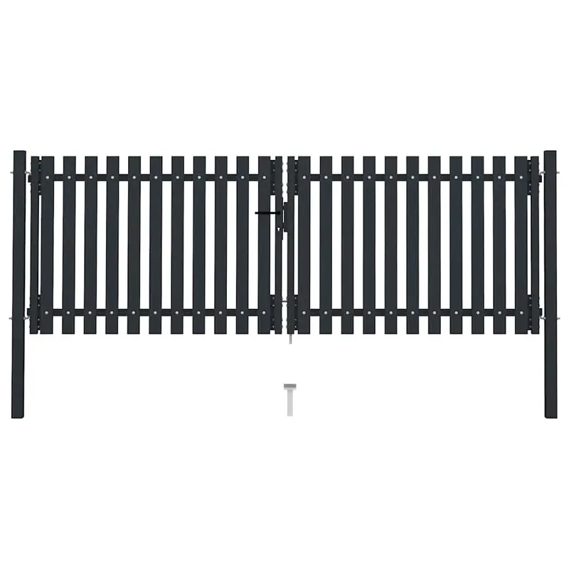 Puerta doble de acero para valla 300 x 125 cm antracita