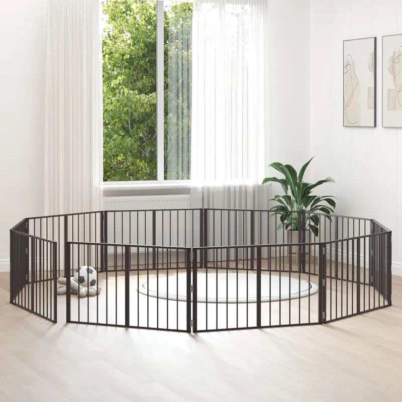Puerta para perros 10 pcs Negro 100 x 60 cm Acero Galvanizado