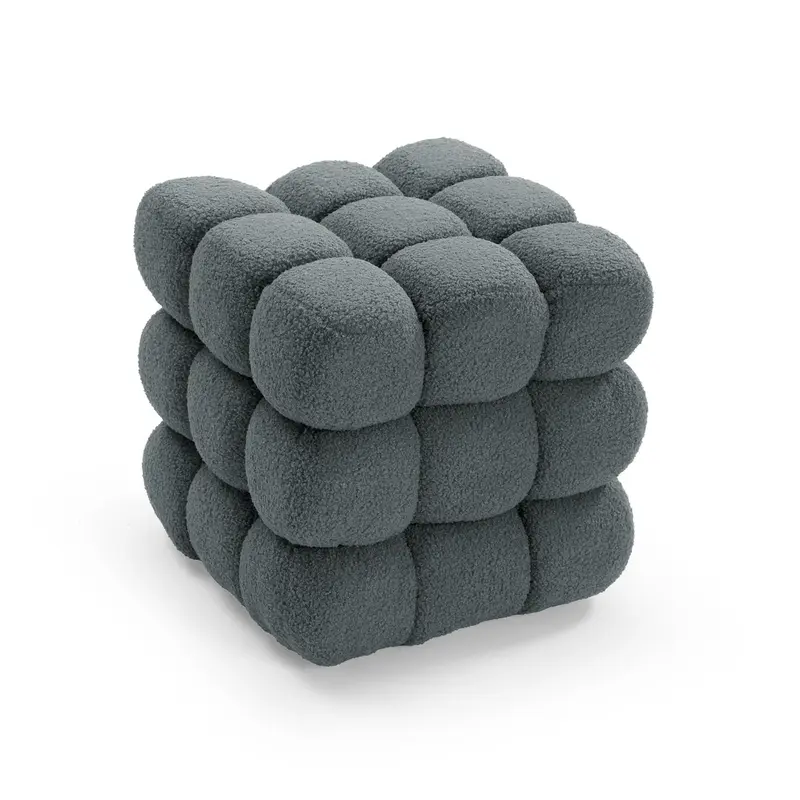 PUF CUADRADO EN BORREGUITO GRIS HARNETT