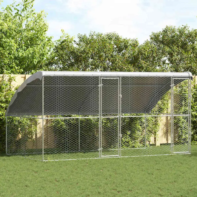 Refugio para perros 2 pcs Plateado 4 x 2 x 2 m