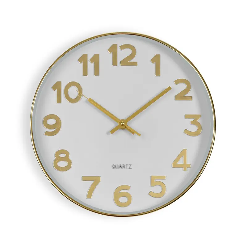 RELOJ DE PARED BLANCO GOLDEN NUMBERS 30CM
