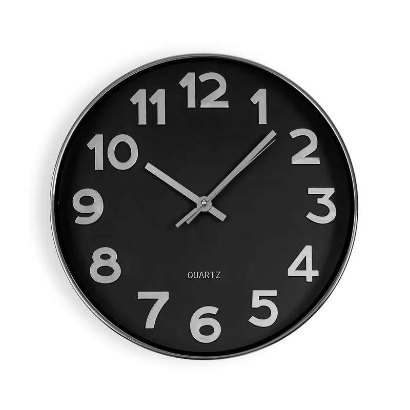 RELOJ DE PARED NEGRO SILVER NUMBERS 30CM