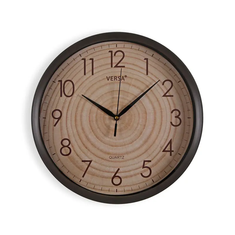 RELOJ DE PARED REDONDO EFECTO MADERA 30.6CM