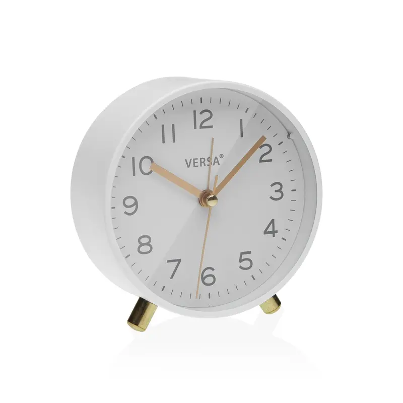 RELOJ DESPERTADOR DE MESA METAL BLANCO